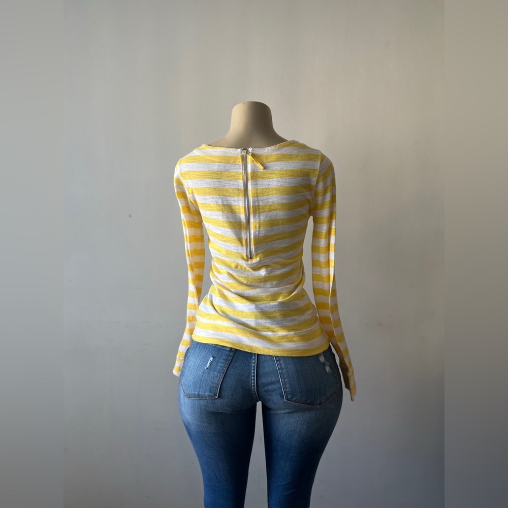 New Cute Yellow & White Striped Top